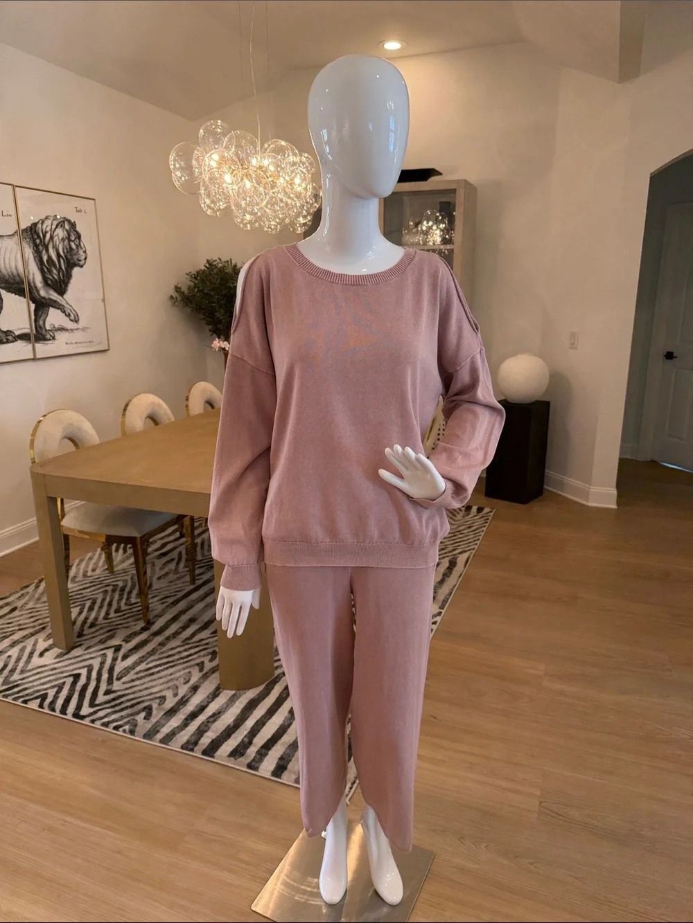Barefoot Dreams Two-Piece Knit Lounge Set in Rose